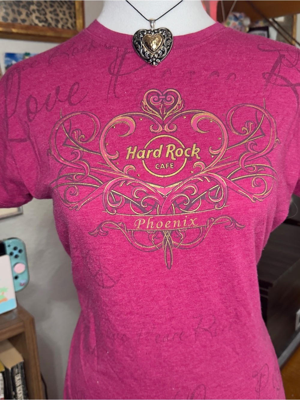 Y2K Hard Rock Couture Phoenix Women's Pink Graphic Tee - Picture 9 of 10